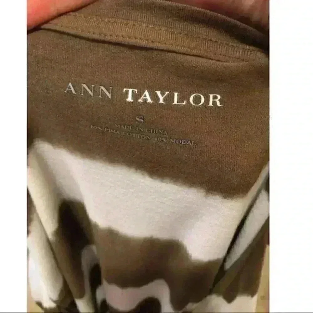 Ann Taylor Top S Striped Tie dye 60 pima cotton